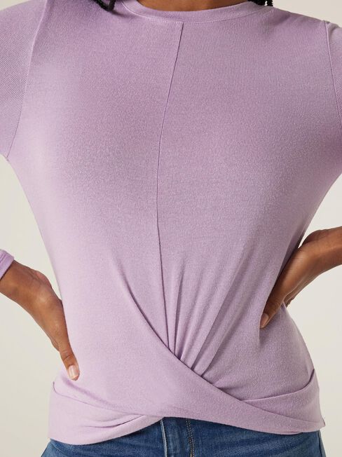 Hazel Soft Touch Twist Front Pullover, Lilac Marle, hi-res