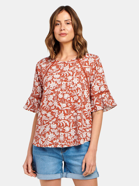 Cora Linen Blend Top, Black, hi-res