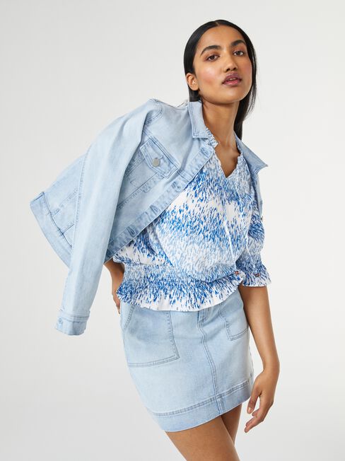 Dixie Tie Neck Blouse, Blue, hi-res