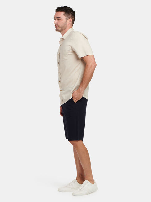 Ethan Short Sleeve Textured Shirt, Brown, hi-res