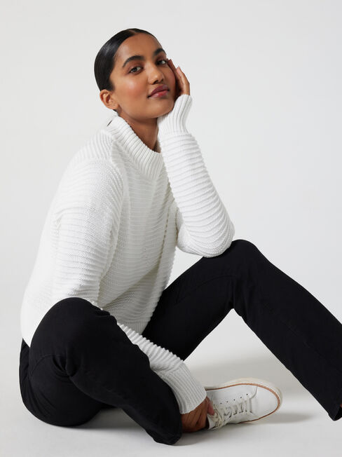 Carrie Cotton Crop Knit, Winter White, hi-res