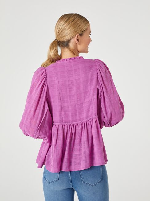 Elfie Tie Neck Blouse, Purple, hi-res