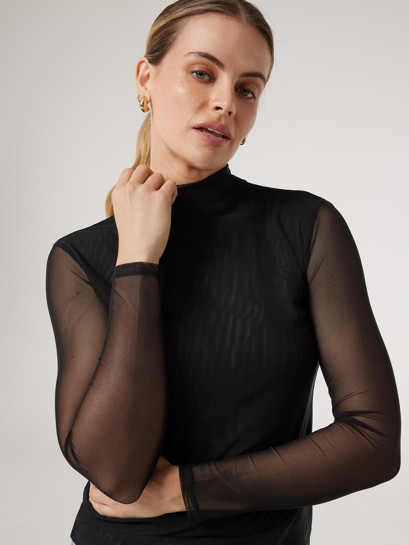 Mesh mock neck shop