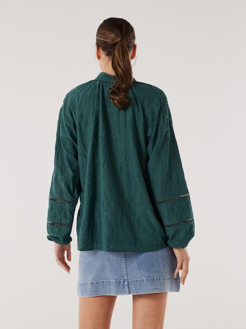 Clarissa Embroidered Top, Green, hi-res