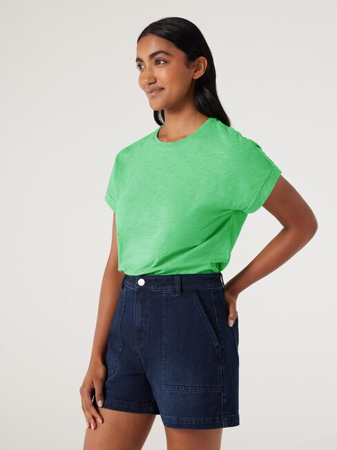 Drop Shoulder Tee, Green, hi-res