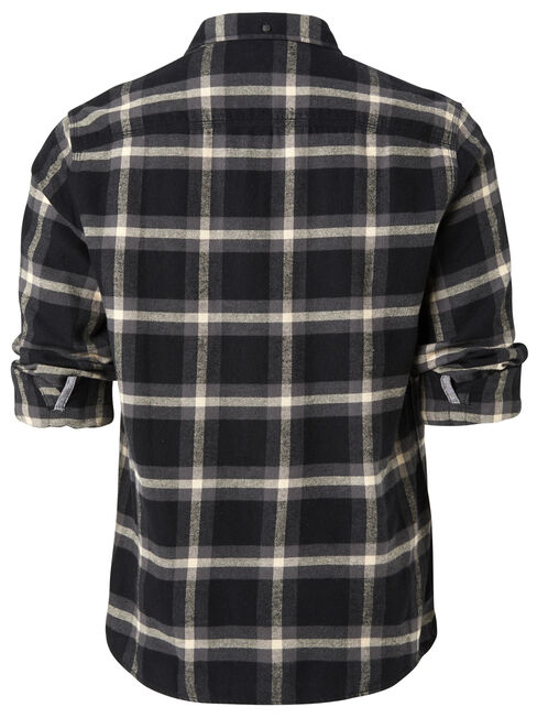 Cordova Long Sleeve Check Flannelette Shirt, Black, hi-res