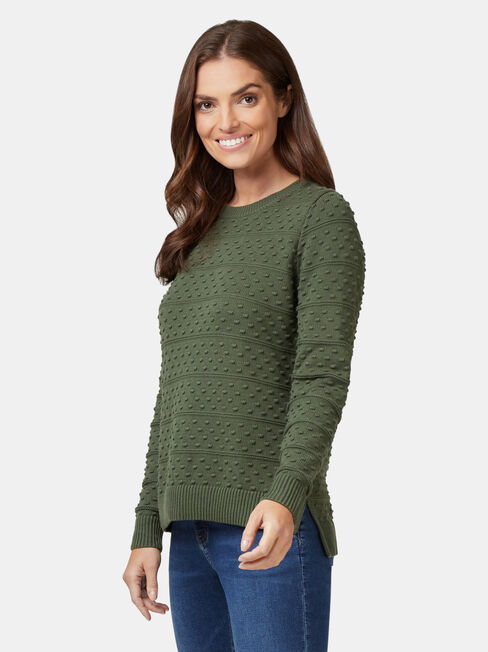 Lyn Linear Bobble Knit, Green, hi-res