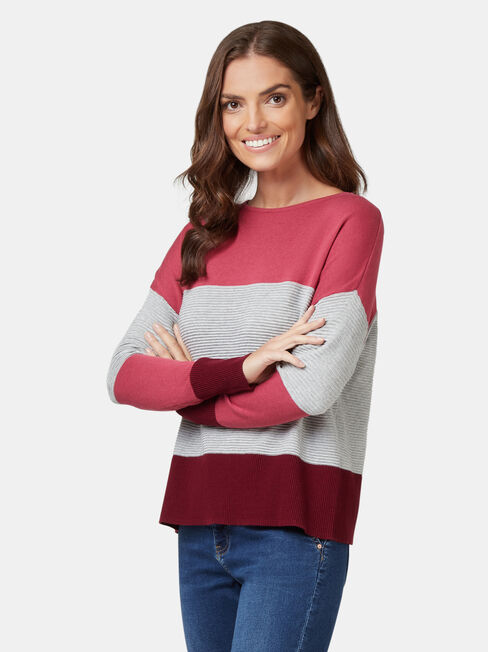 Chloe Colour Block Knit, Pink, hi-res