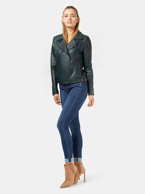 Frankie PU Jacket, Green, hi-res