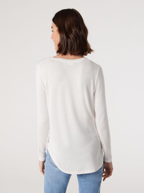 Lottie Soft Touch Curve Hem Pullover, White, hi-res