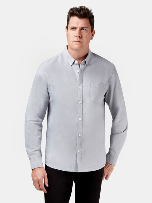 Peyton Long Sleeve Oxford Shirt, Grey, hi-res