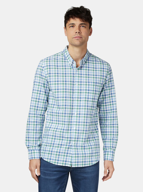 Harry Long Sleeve Check Shirt, Green, hi-res