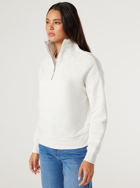 Varley Half Zip Soft Touch Pullover, White Navy Stripe, hi-res