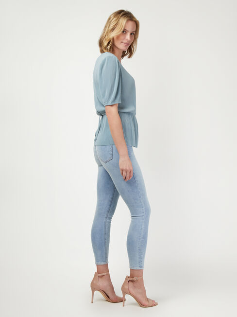 Julie Wrap Front Top, Blue, hi-res