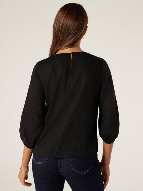 Blake Blouson Sleeve Top, Black, hi-res