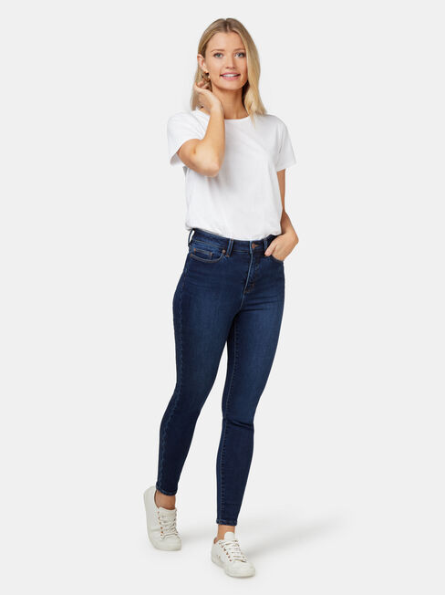 Feather Touch High Waisted Skinny 7/8 Jeans Dark Indigo