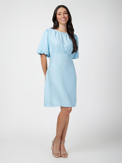 Poppy Puff Sleeve Dress, Blue, hi-res