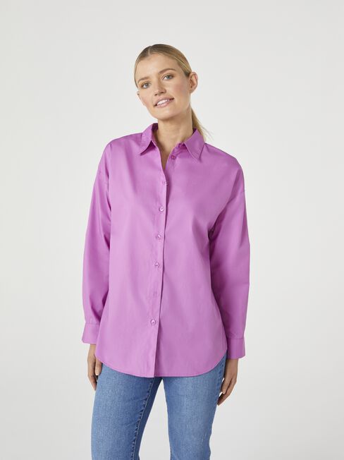 Eve Button Through Shirt, Purple, hi-res