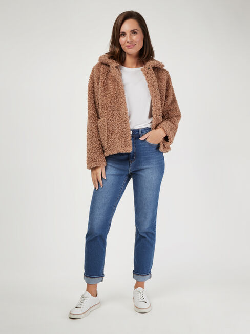 Beatrix Faux Shearling Jacket, Brown, hi-res