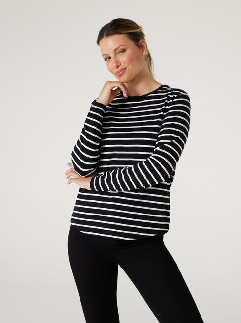 Essential Long Sleeve Crew Neck, Black, hi-res