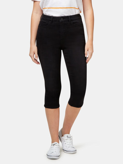 Sonni Mid Waisted Pedal Pusher, Black, hi-res