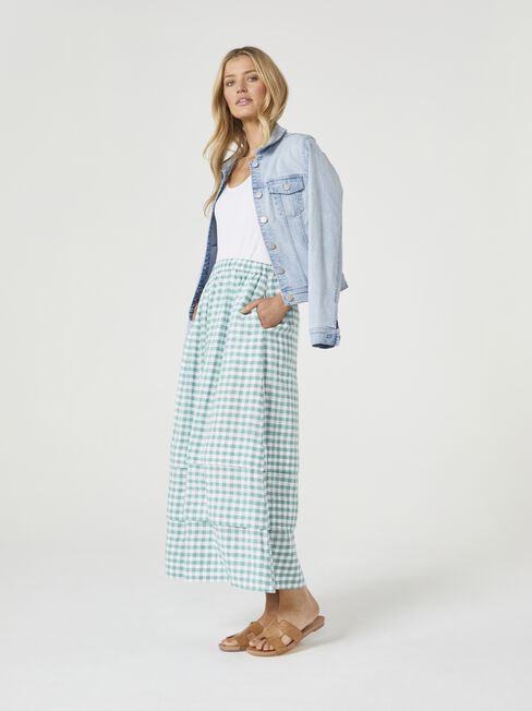 Pixie Midi Tiered Skirt, Green, hi-res