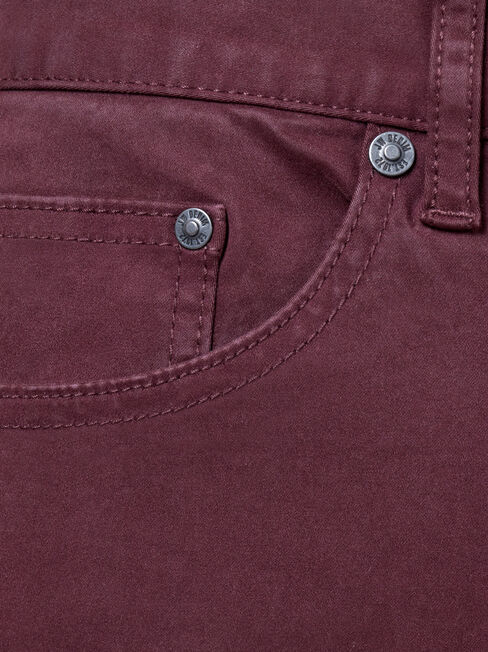 Slim Tapered Jeans Burgundy, Coloured, hi-res