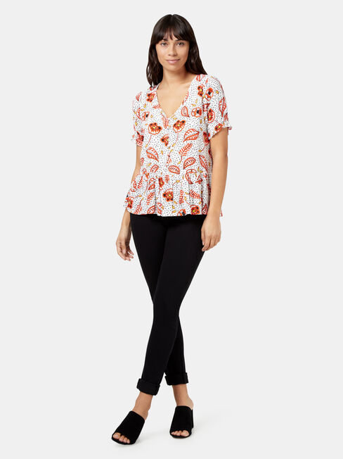 Cassie Peplum Top, White, hi-res