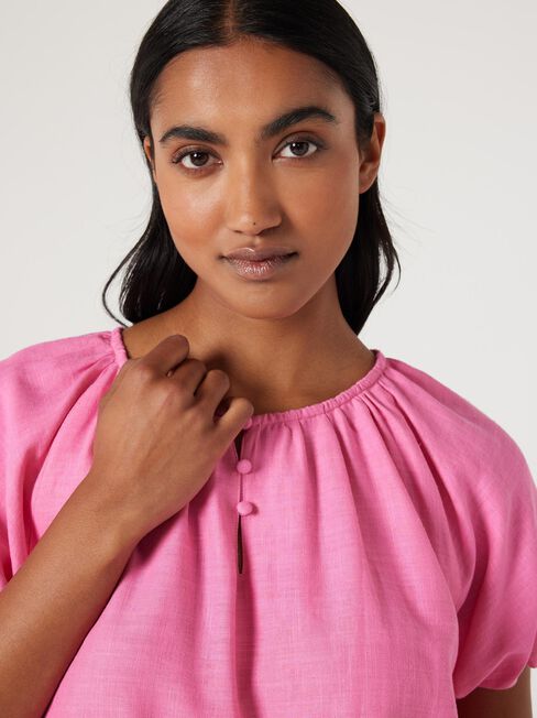 Tabby Puff Sleeve Top, Pink, hi-res