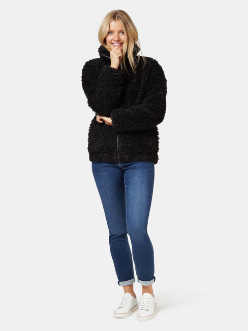 Beccy Teddy Jacket, Black, hi-res