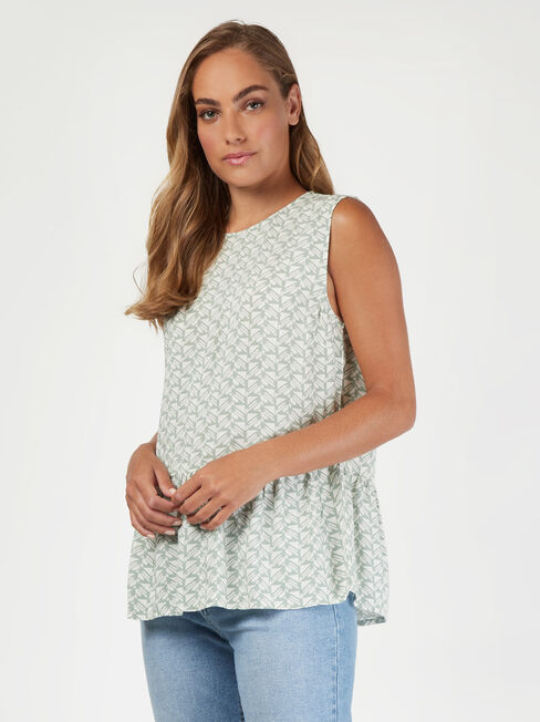 Anna Peplum Top, Green, hi-res
