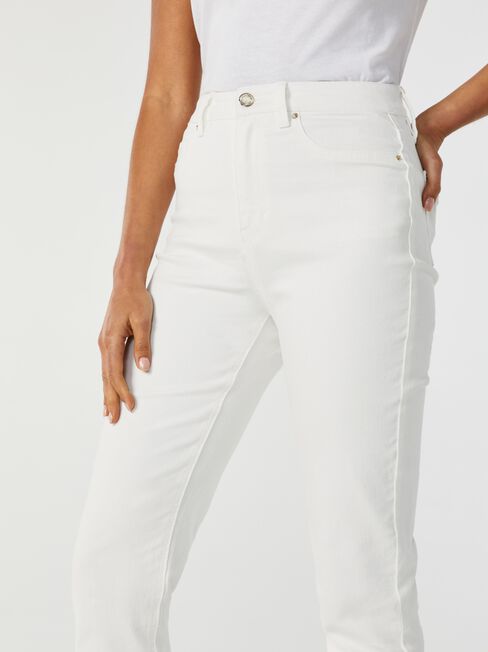 Brooke High Waisted Tapered Crop Jeans, White, hi-res