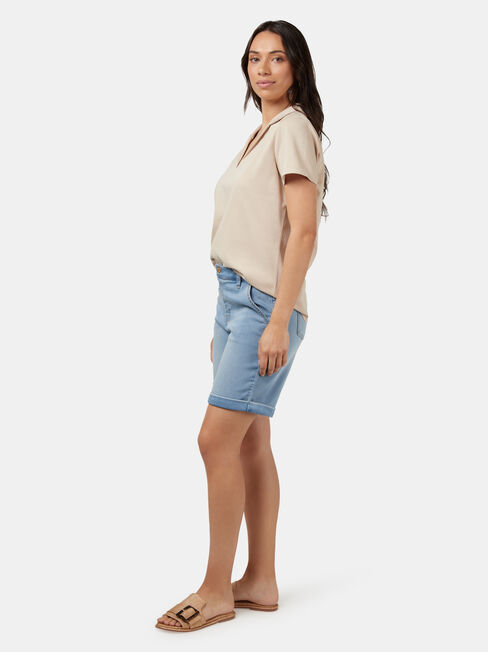 Olivia Collar Tee, White, hi-res