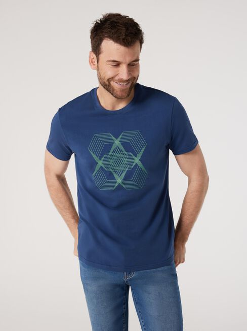 SS Nico Print Crew Tee, Blue, hi-res