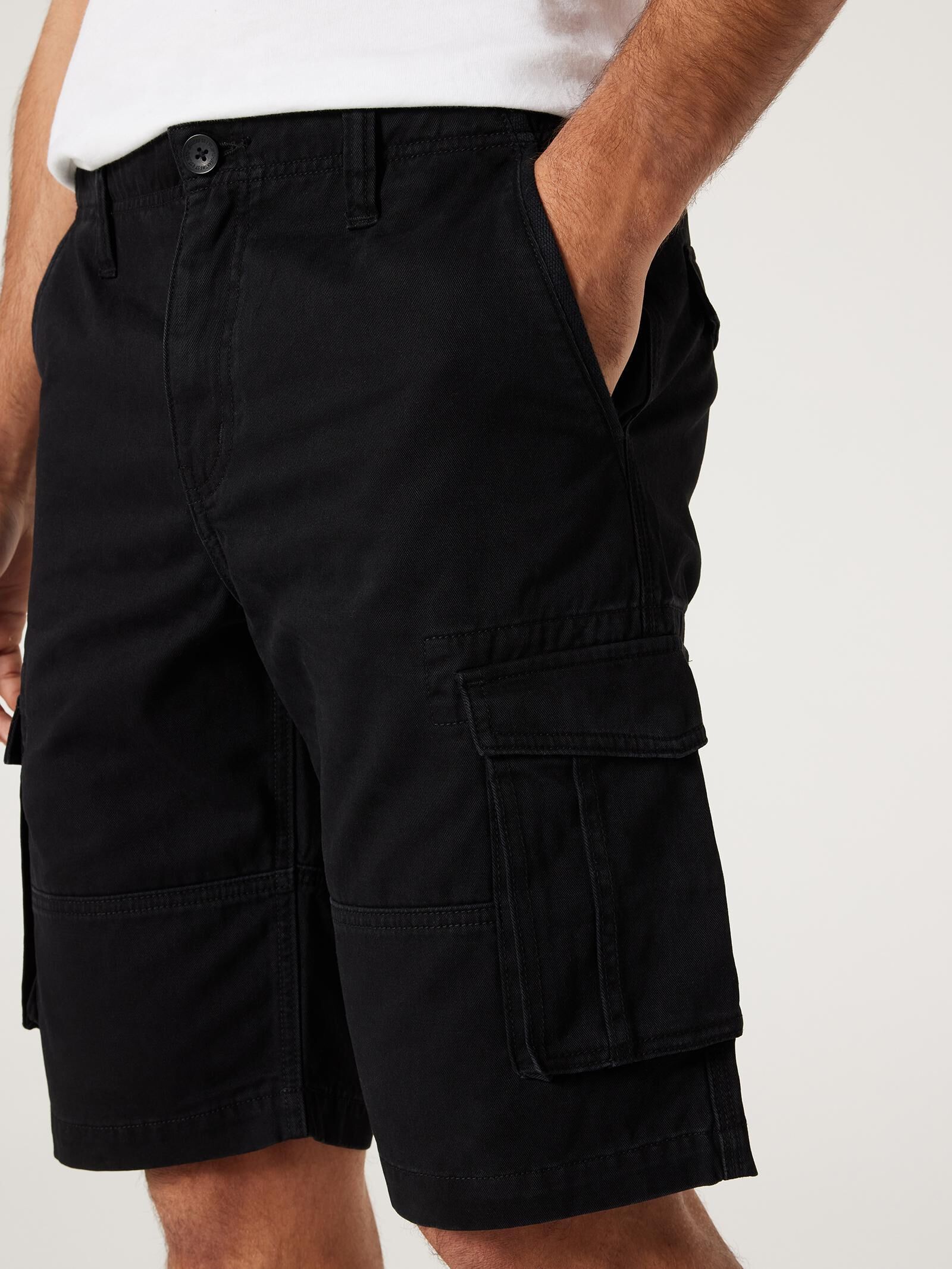 Mens long black cargo shorts clearance