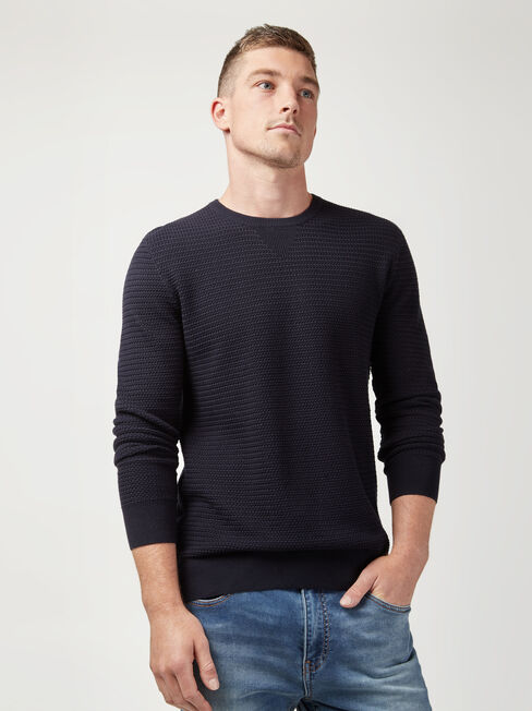 Slater Textured Crew Knit, Blue, hi-res