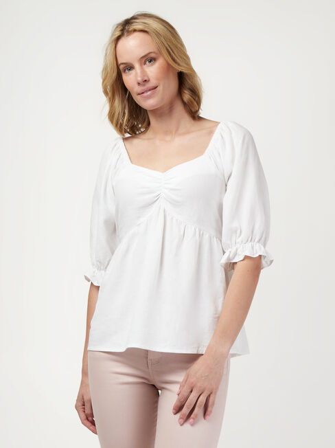 Daphne Sweetheart Neck Top, White, hi-res