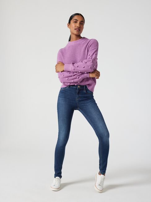 Orlando Drop Shoulder Cable Knit, Pink, hi-res