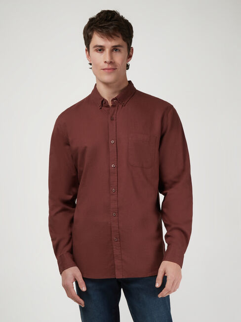 LS Brody Textured Shirt, Red, hi-res