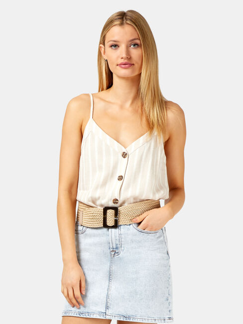 Ainsley Woven Belt, Brown, hi-res