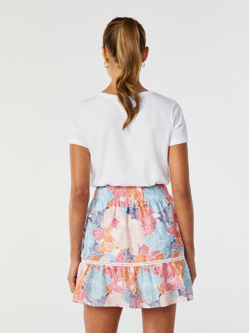 Cove Ruffle Ladder Trim Skirt, Print, hi-res