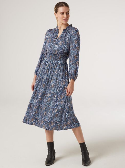 Veronica Waisted Dress, Floral, hi-res