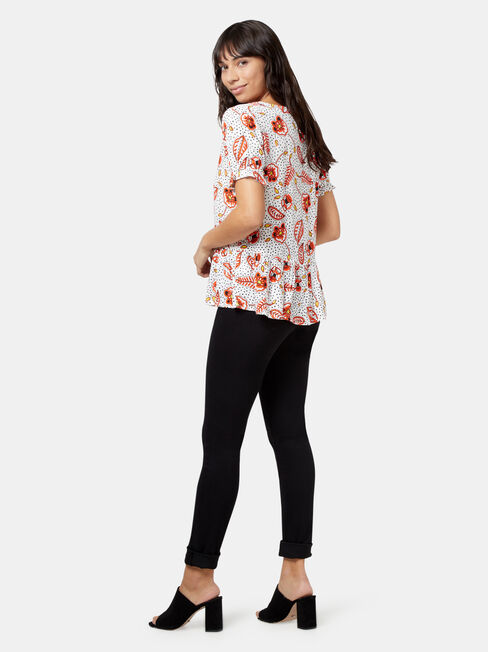 Cassie Peplum Top, White, hi-res
