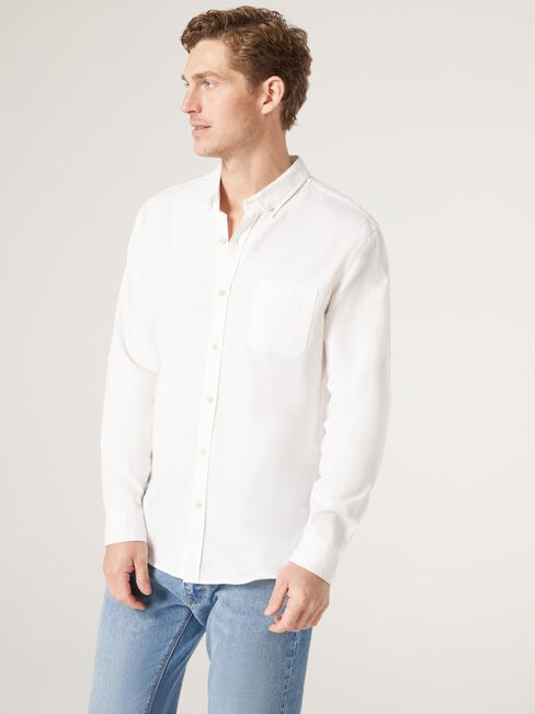 Brody Textured Long Sleeve Shirt, White, hi-res