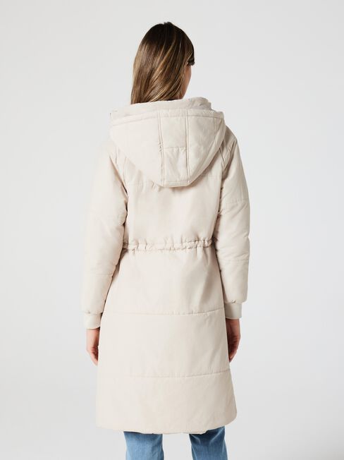 Anne Longline Drawcord Puffer Jacket, Latte, hi-res