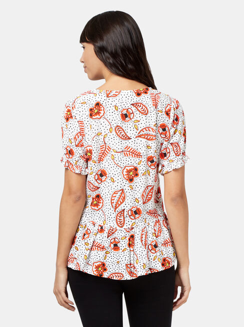 Cassie Peplum Top, White, hi-res