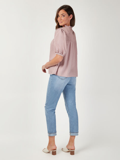 Francesca Puff Sleeve Top, Purple, hi-res