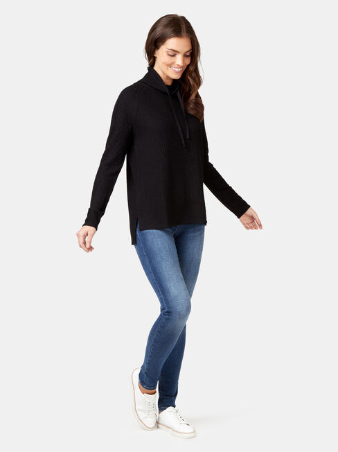 Luna Textured Top, Black, hi-res