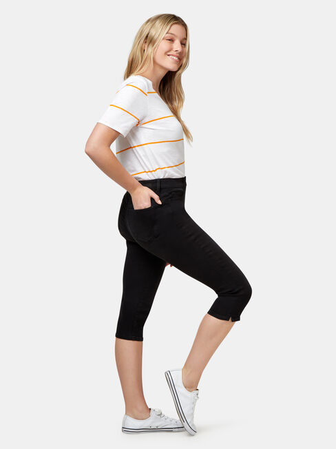 Sonni Mid Waisted Pedal Pusher, Black, hi-res