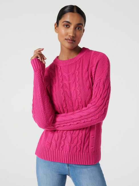 Fifi Bobble Cotton Knit, Hot Pink, hi-res